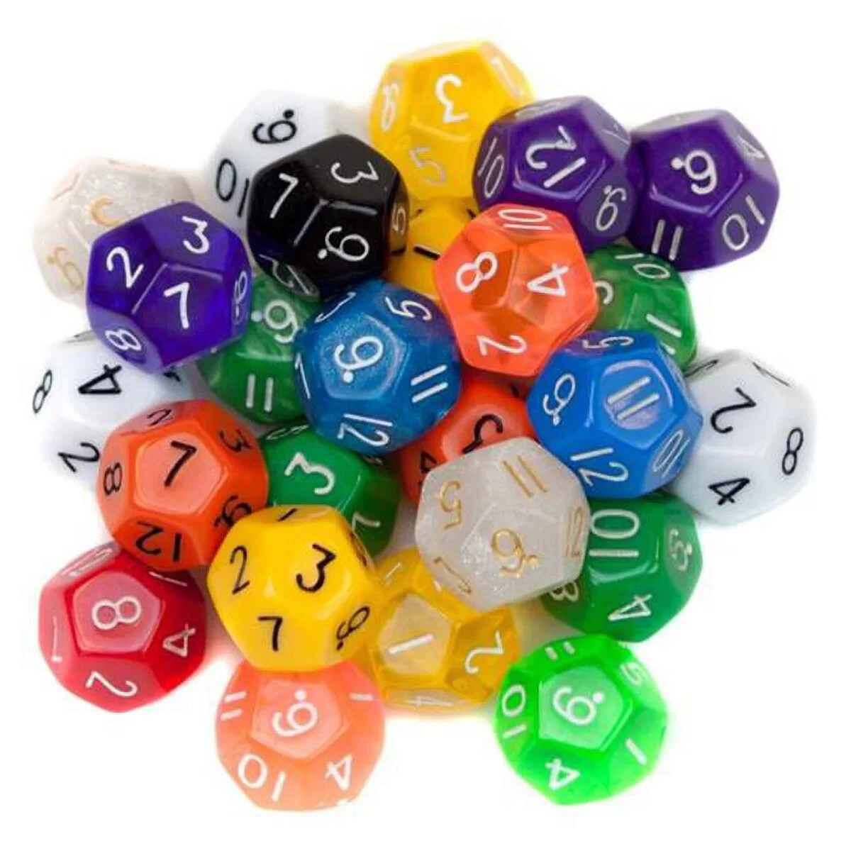 Bulk Pack of 25 Assorted d12 Dice – Perfect for RPGs, and Tabletop Adventures!