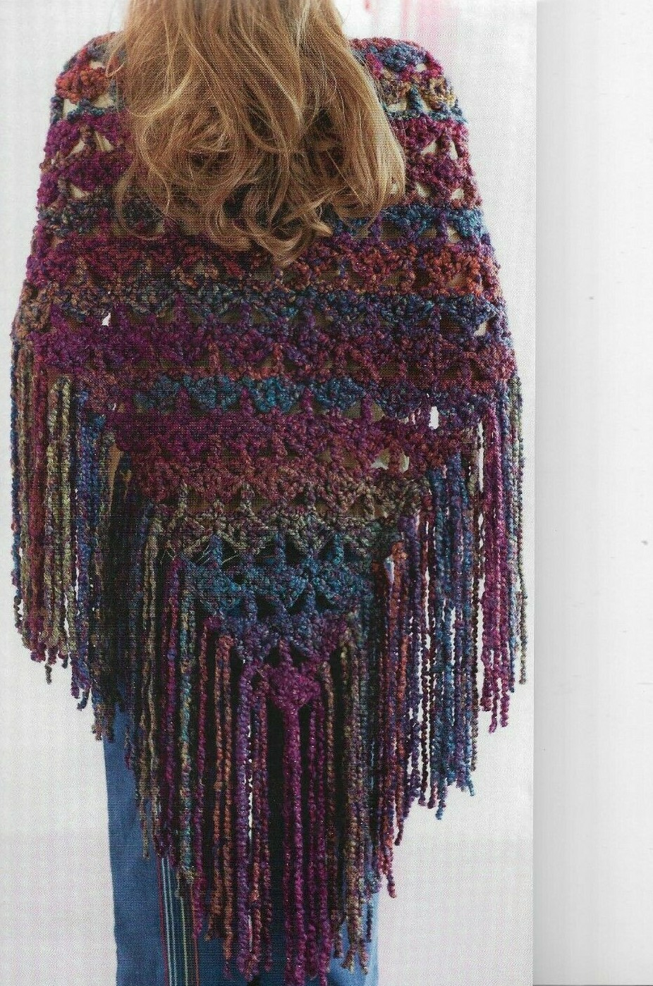 INDIO SHAWL WITH FRINGE WRAP WOMEN'S CROCHET PATTERN INSTRUCTIONS