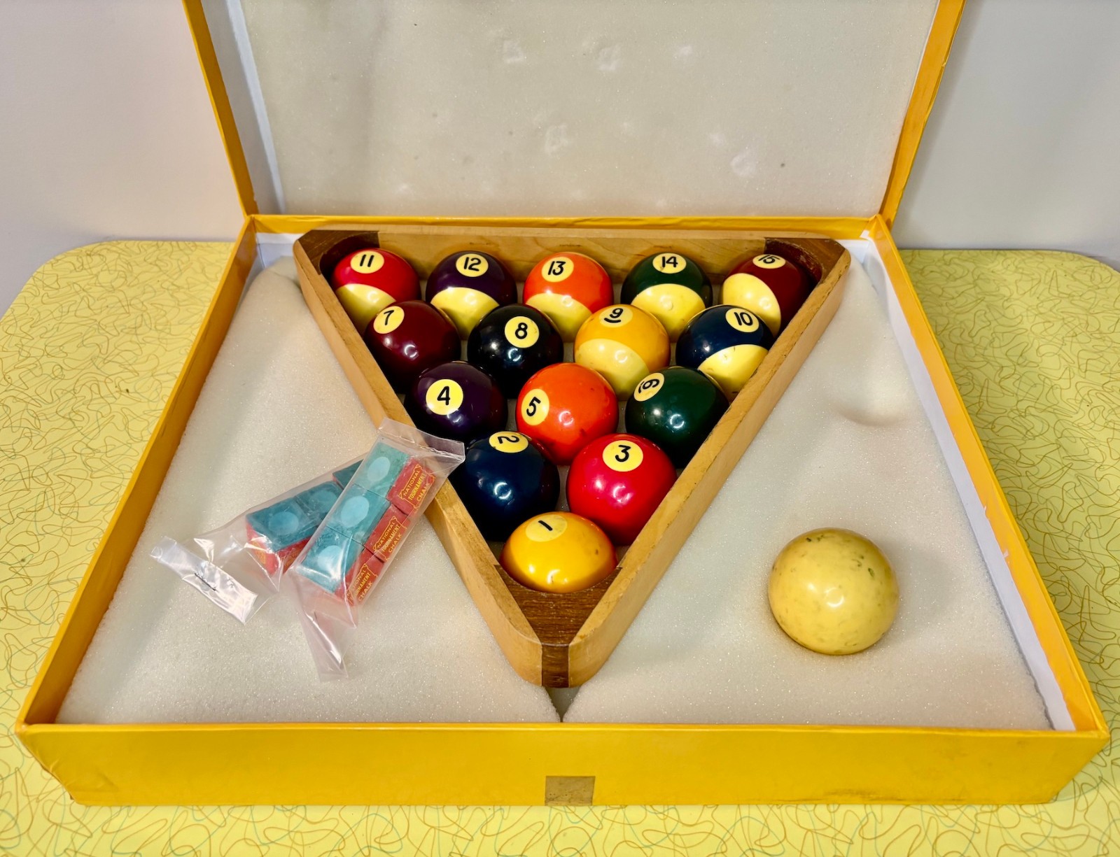 Matco Tools M16PBS Billiard Ball Set Pool Balls Triangle Rack Box Chalk