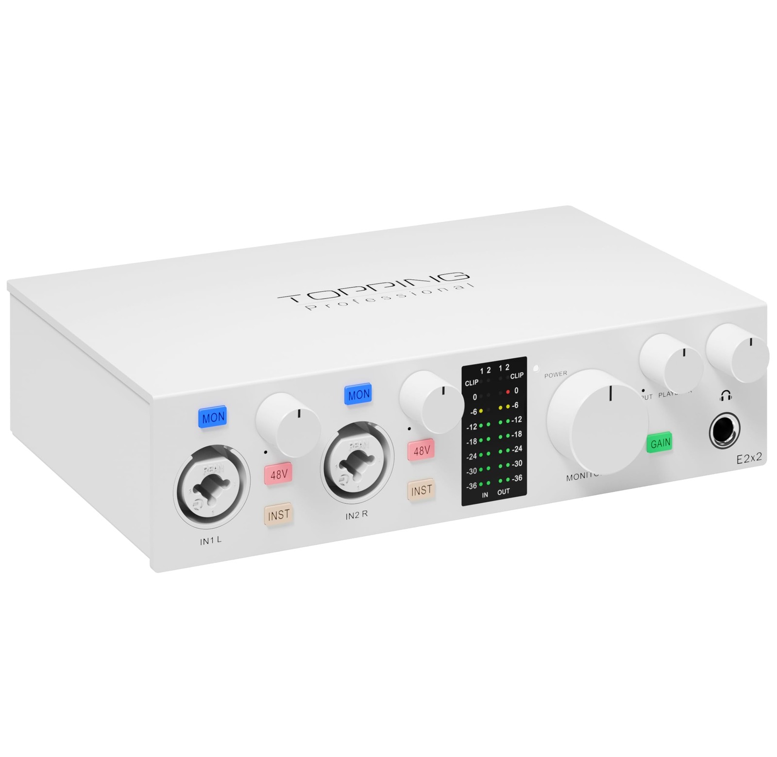 TOPPING E2X2 USB Audio Interface - High-Performance Mixer & Recording White