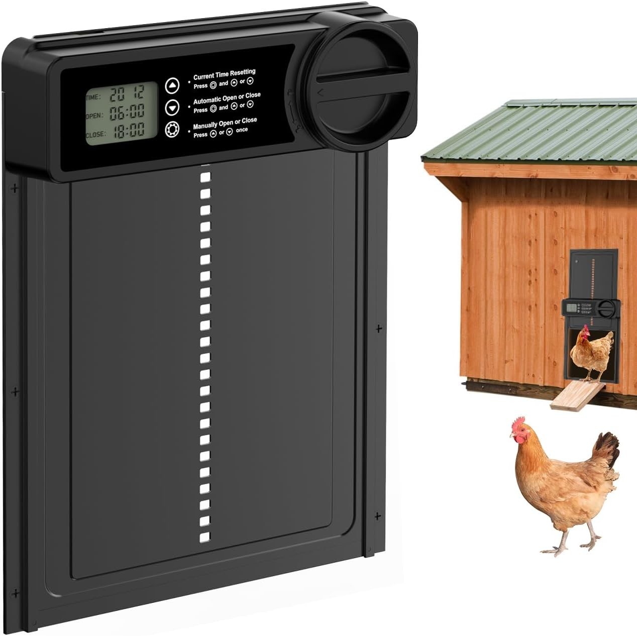 Automatic Chicken Coop Door Battery Powered With LCD Timer Anti Pinch Sensor