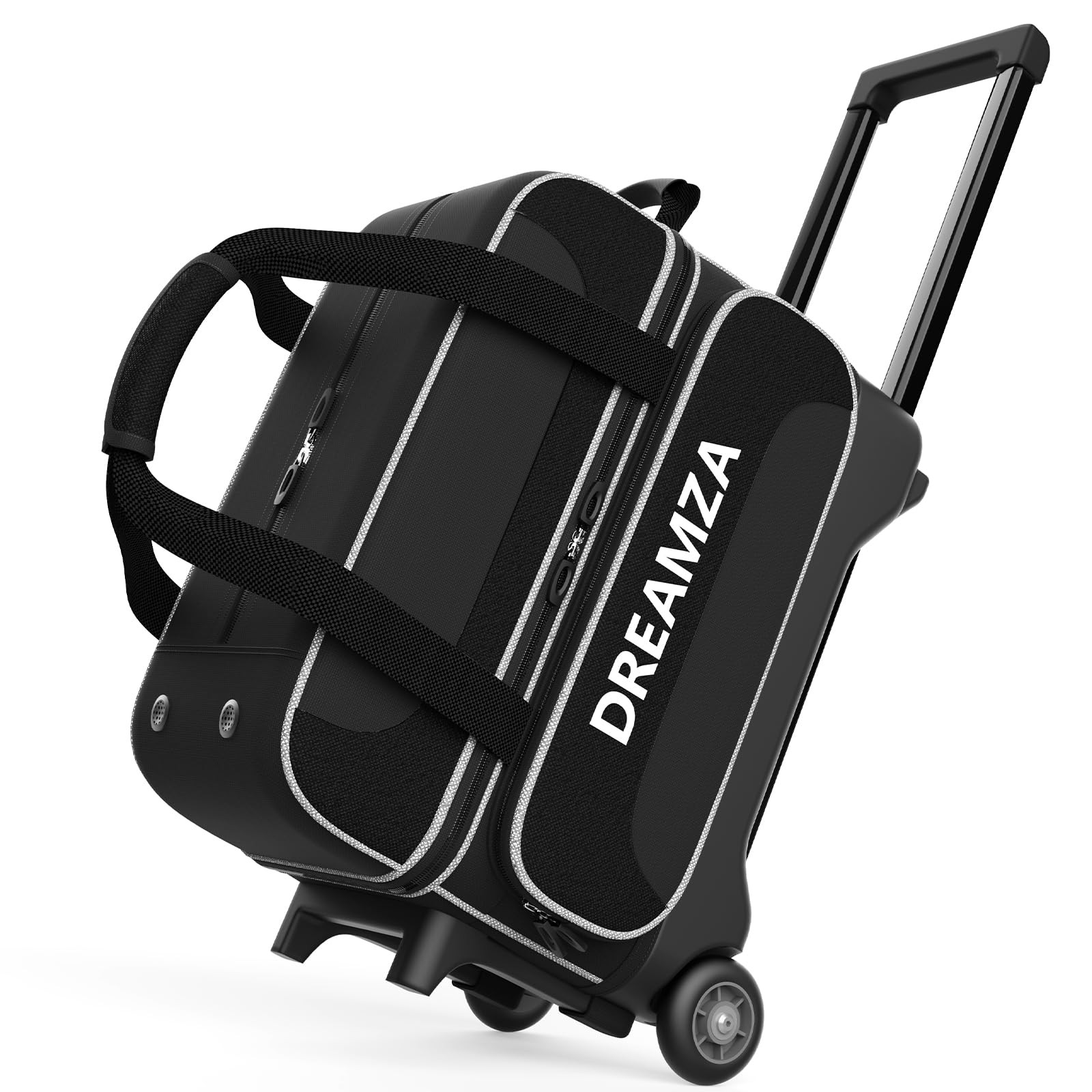 2 Ball Bowling Bag with Wheels, Double Bowling Ball Bag 2 Ball Roller w/Separate