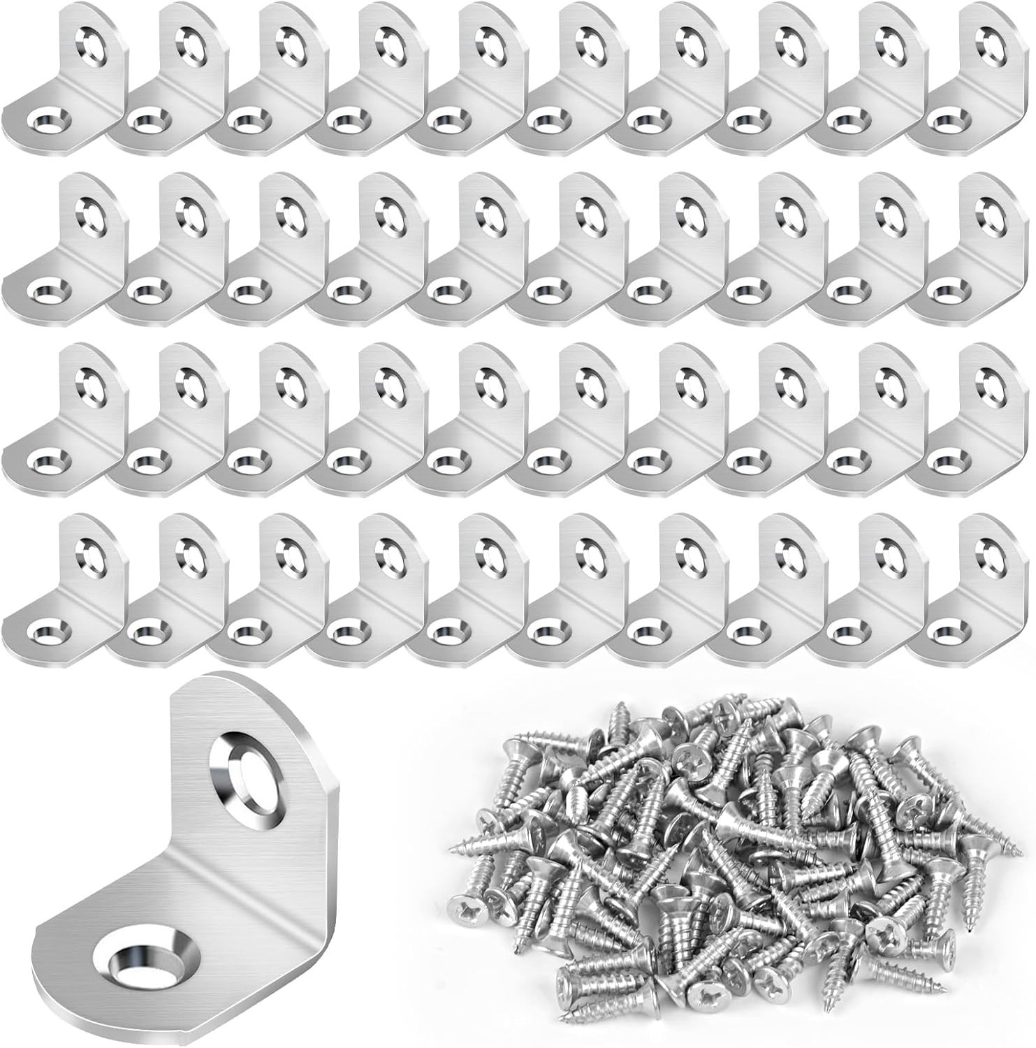 Versatile 40 Pcs L Bracket Corner Braces with 80 Durable Screws for DIY Projects