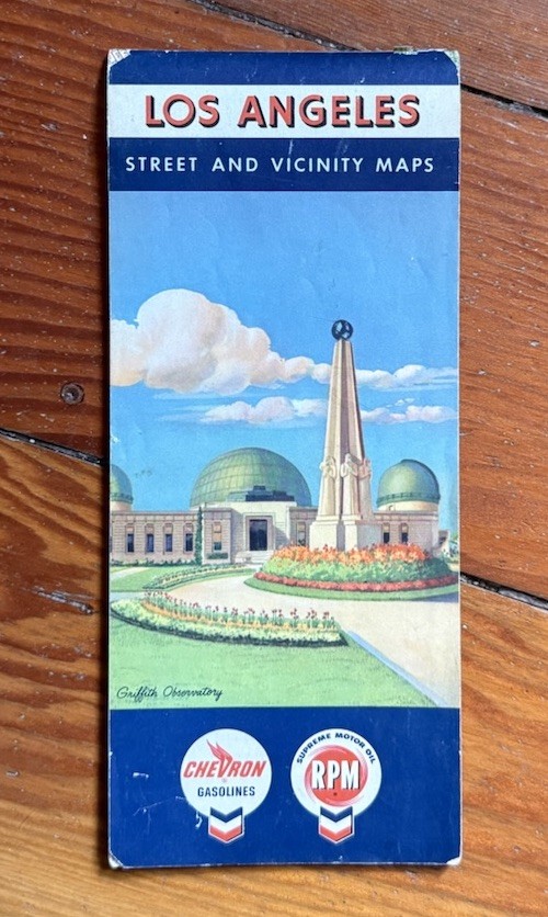 Vintage Chevron Los Angeles Street Road Vicinity Map Standard Oil Fold-Out