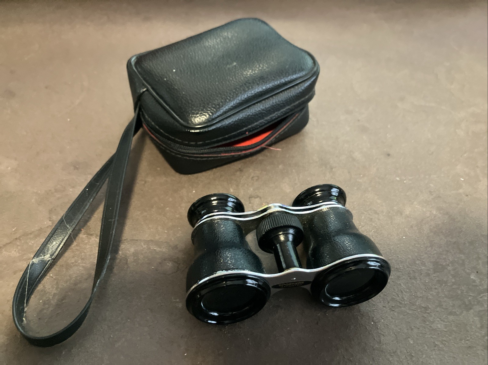 Vintage Sportier binoculars 3x30 with carrying case bag black