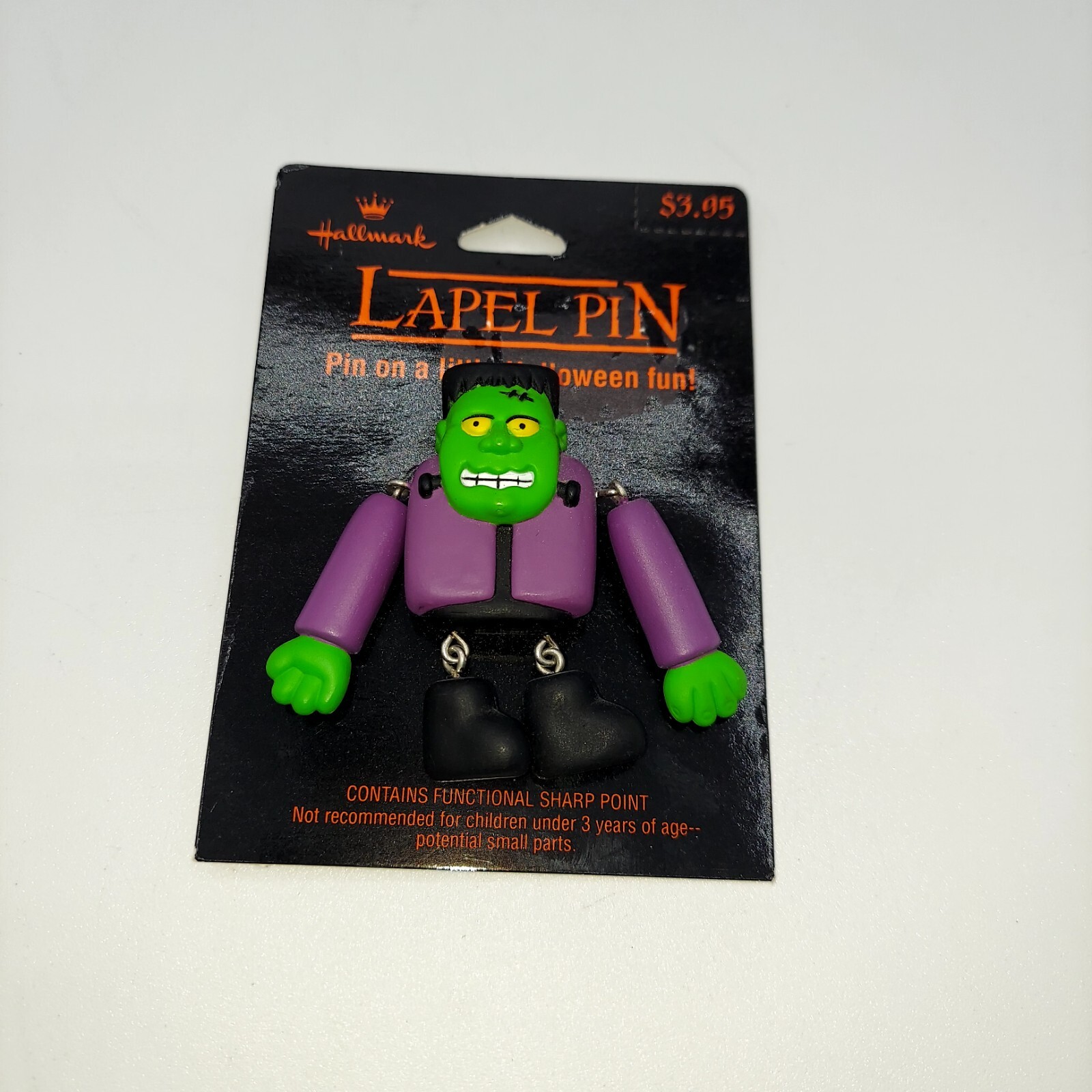 Hallmark PIN Halloween Vintage FRANKENSTEIN JOINTED 1991 Holiday Boo Bazar NEW