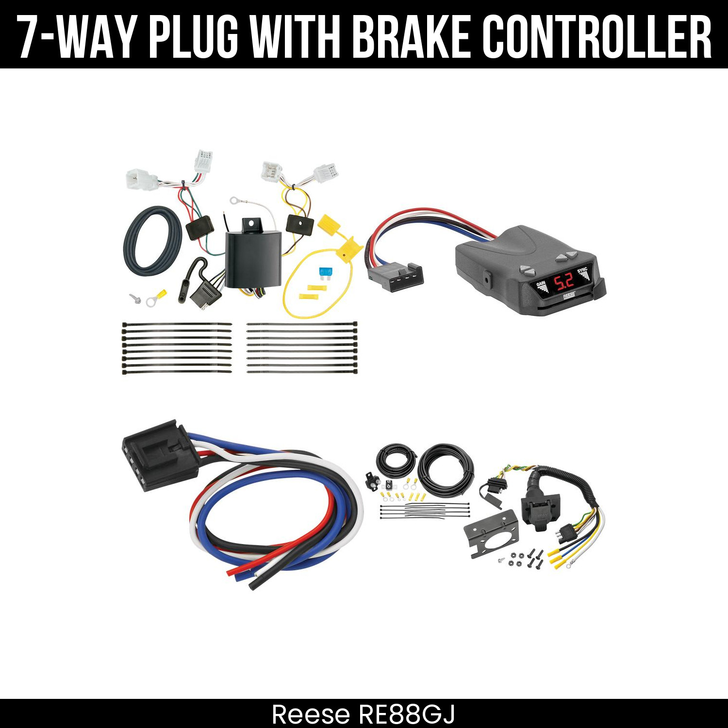 Reese RV 7-Way Trailer Wiring + Brake Control For 17-22 KIA Niro 2022 Niro EV