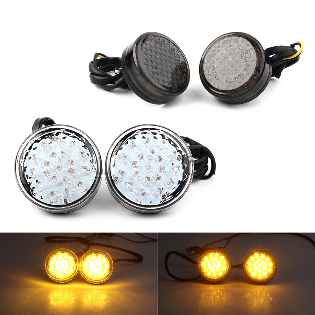 Clear LED Motor Round Smoke Turn Signal Indicator Blinker Light Lamp Amber 12V