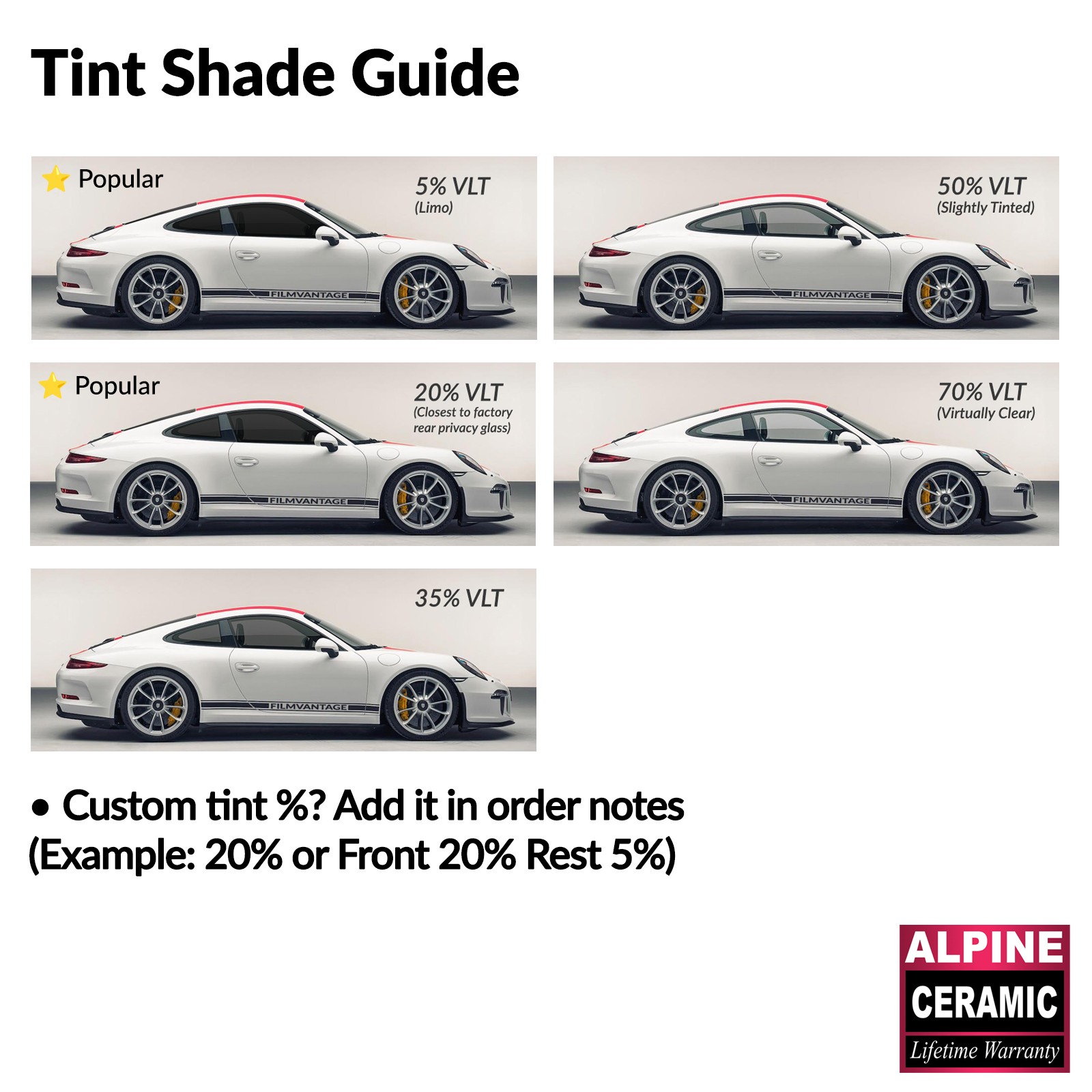 ALPINE CERAMIC PRECUT WINDOW TINT KIT FOR MERCEDES E300 E500 94-95 SIDE + REAR