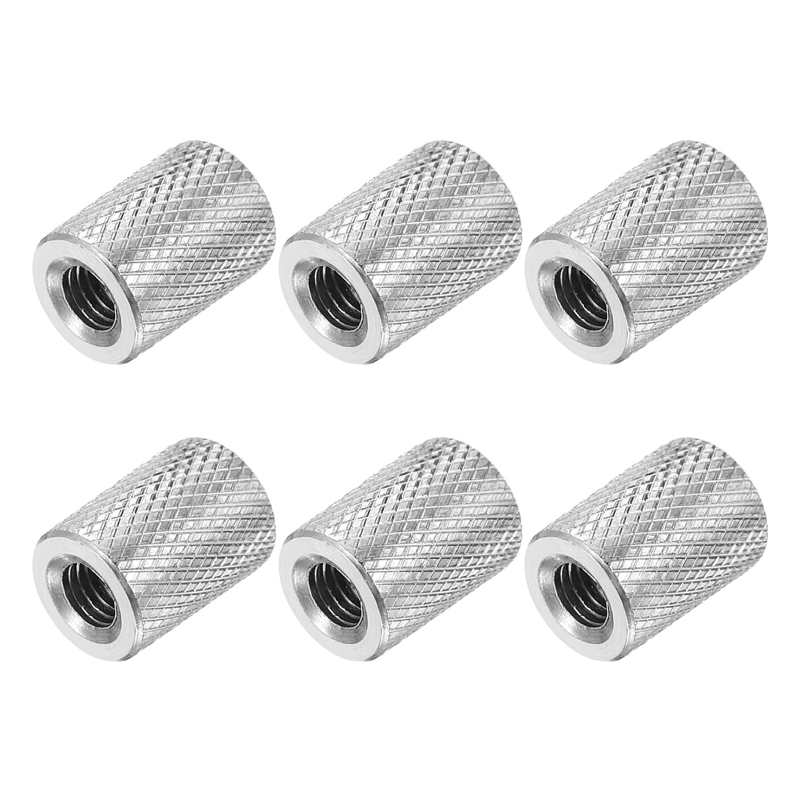 M5 6 Pack 304 Stainless Steel Round Knurled Connector Nuts,0.39"OD x 0.59"H
