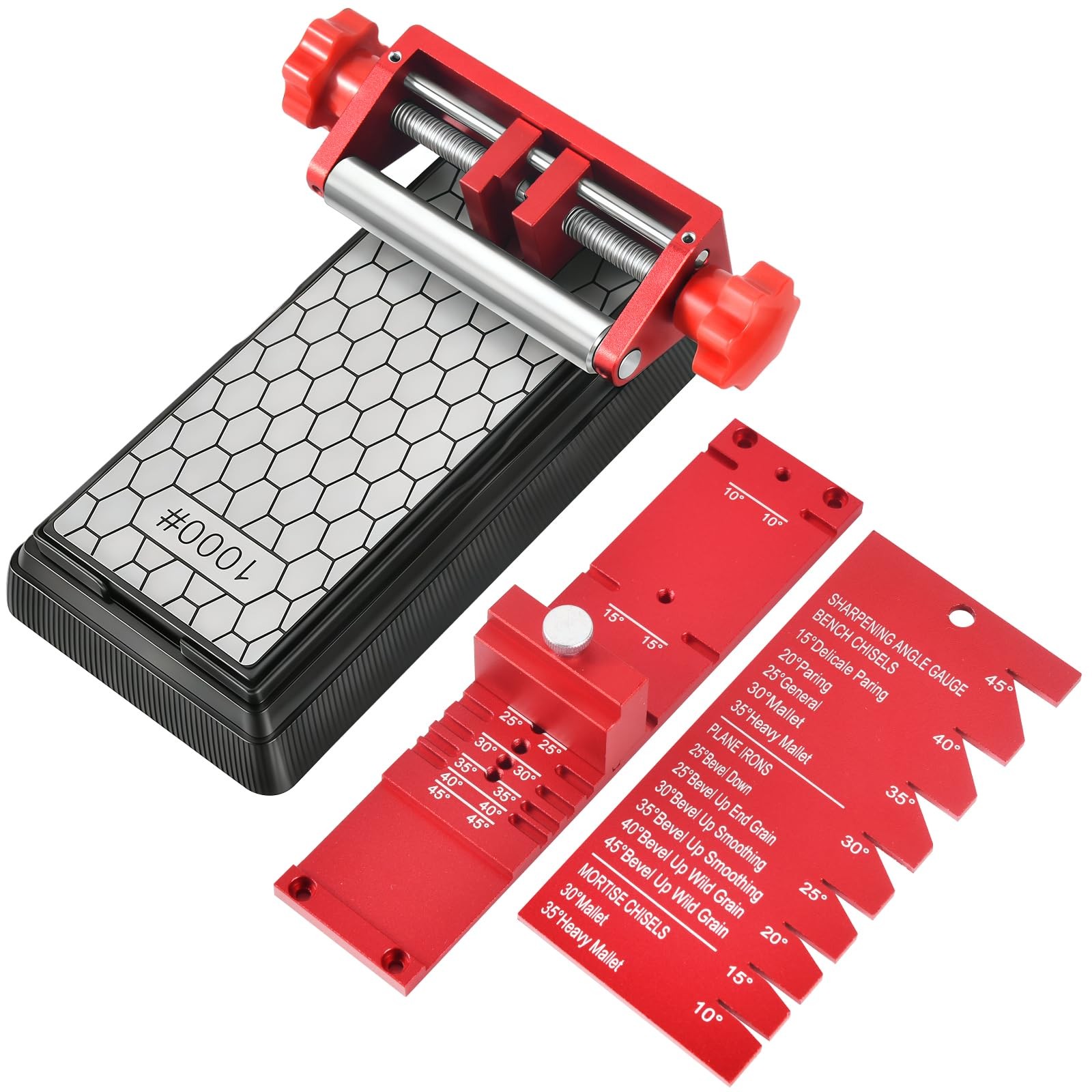 Precision Chisel Sharpening Jig & Guide Angle Gauge Kit W/ Diamond Stone Jzmds