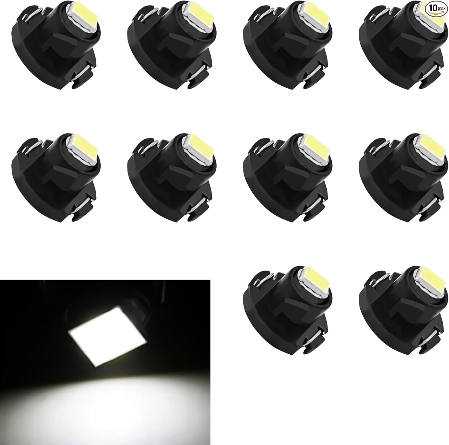 10PCS T4.2 LED Bulb Car Interior Lights, T4 Bulbs Dash Light 12V  Color: White