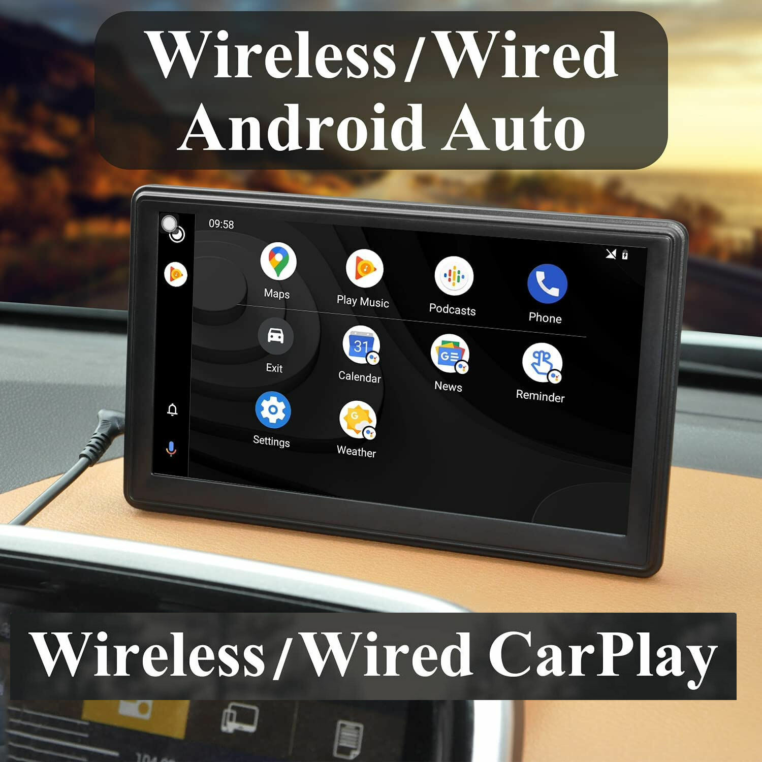 PORTABLE 7" WIRELESS CARPLAY  ANDROID AUTO REVERSING CAMERA SUITS ALL SUBURU