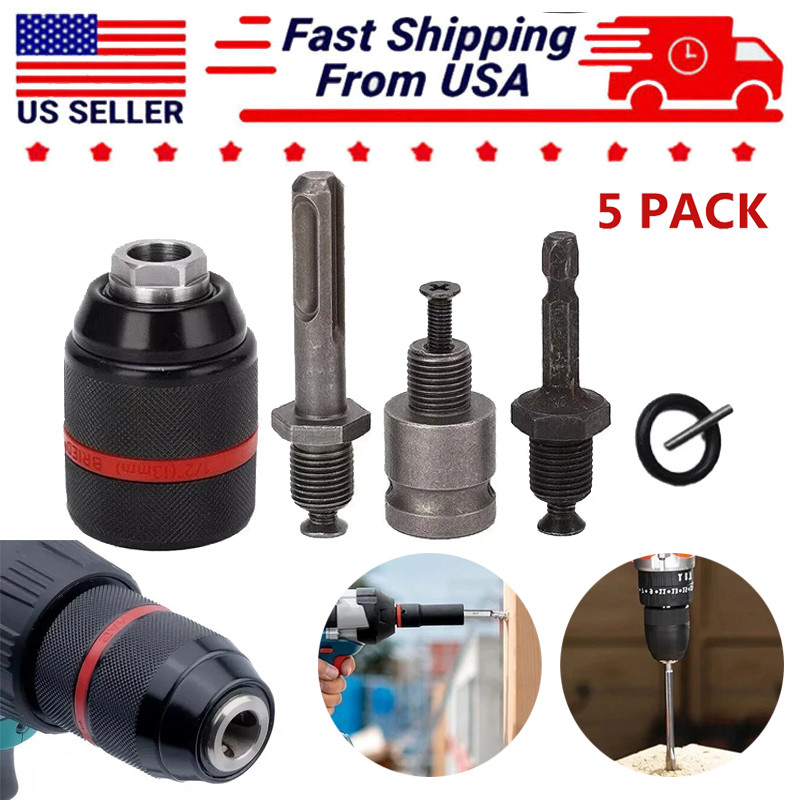 Metal Heavy Duty 1/2-20UNF 13mm Keyless Drill Chuck Hex Shank/SDS/Square Adaptor