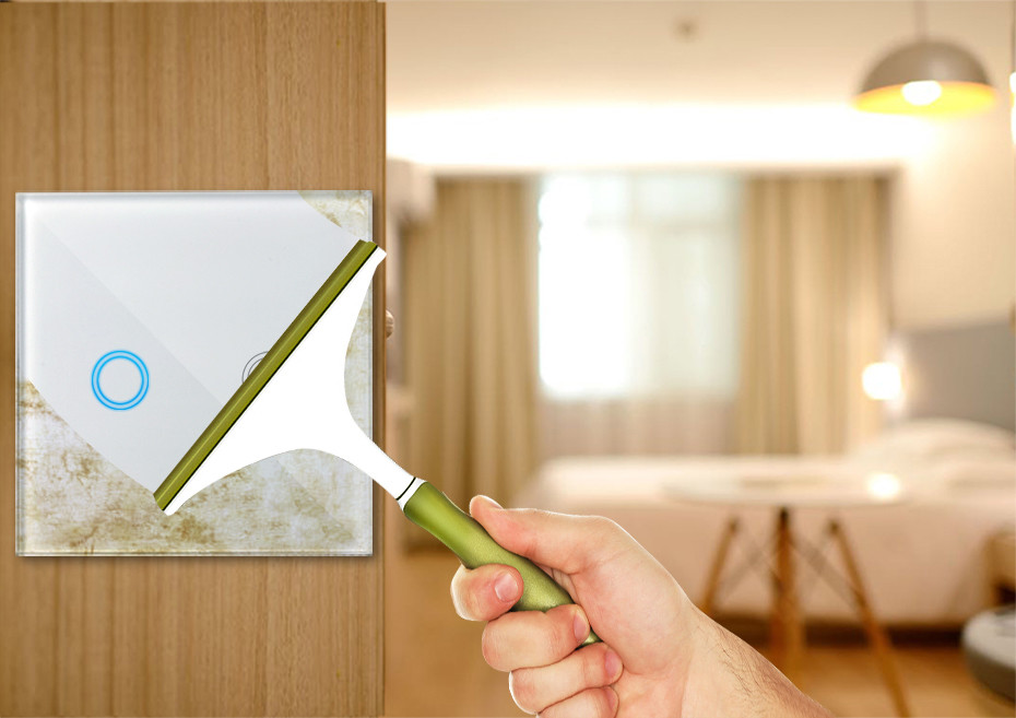 220V EU Glass Panel Wall Socket Touch Switch Wall LED Light Switch 1/2/3 Gang