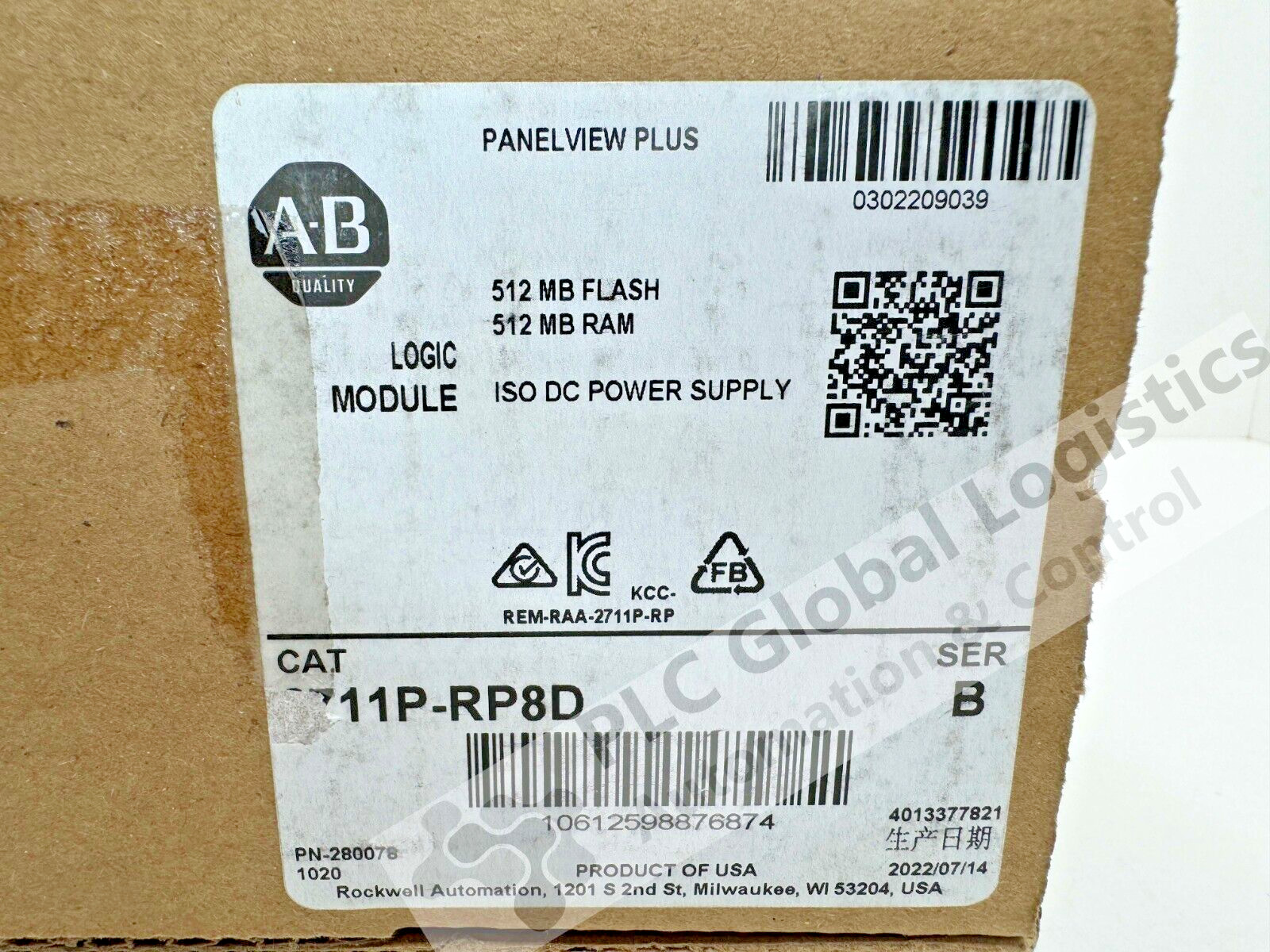 Surplus Open Allen Bradley 2711P-RP8D /B PanelView Plus 6 Logic Module 512MB DC