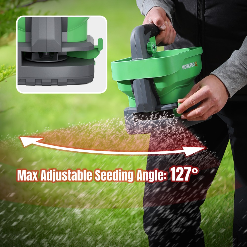 WORKPROX 7.2V Fertilizer Spreader Seeder for Salt De-Icer Earth Food Grass Seeds