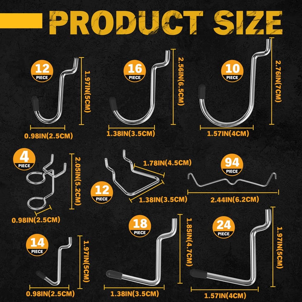 ELEAD 260-Pc Pegboard Hooks 1/8" 1/4" Organizer & Bins for Tools