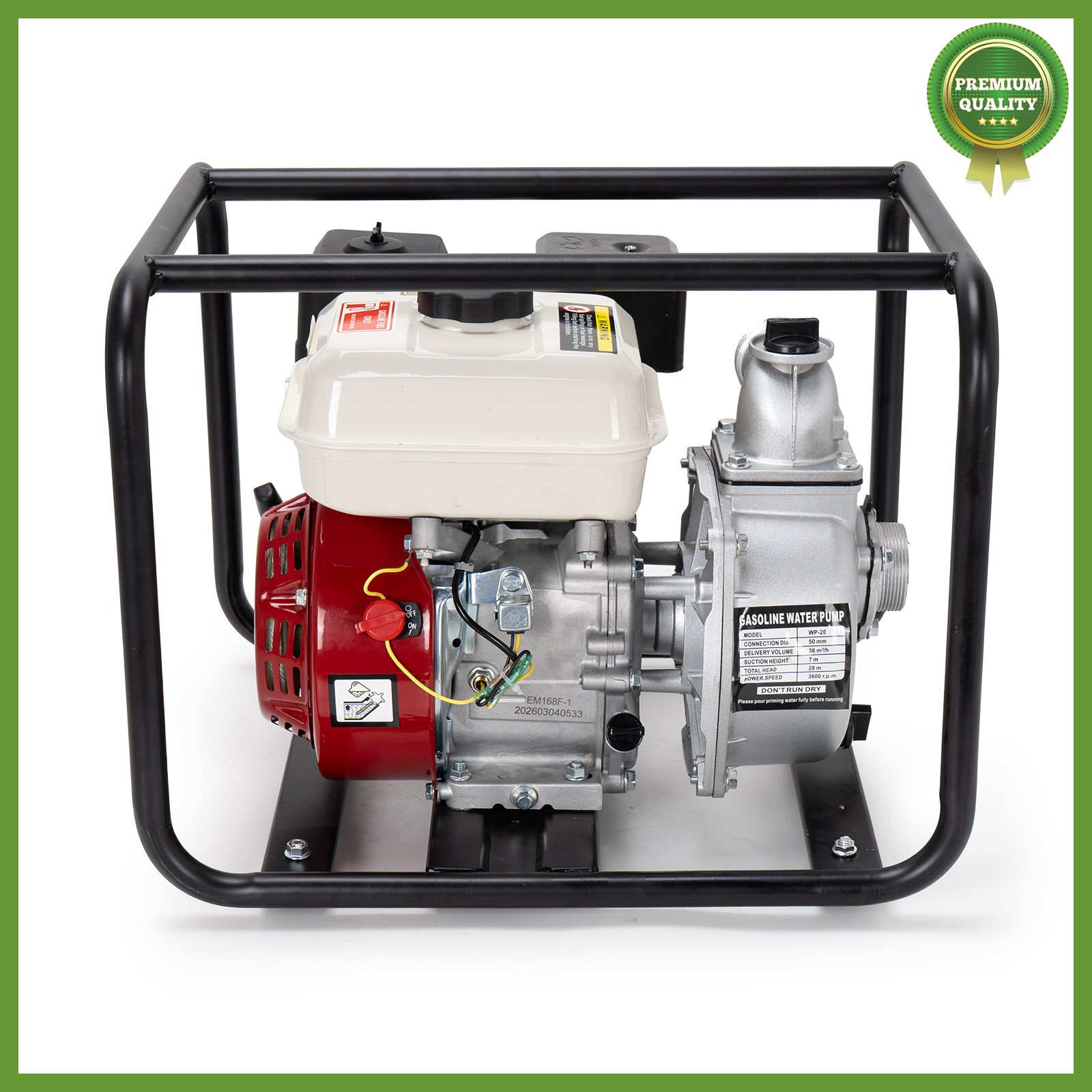 Gas-Powered Water Pump 2'' Semi-Trash Water Pump Transfer Pump 158GPM 26.2ft