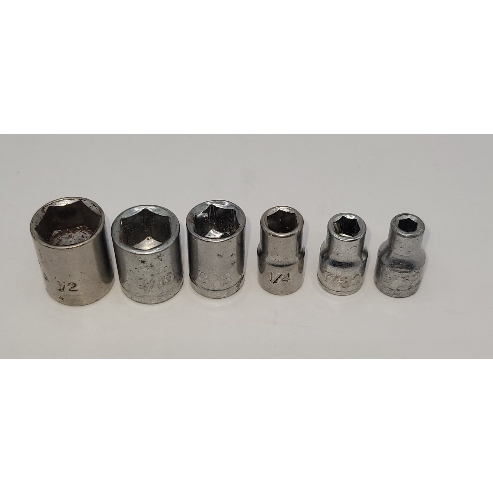 6 SAE 1/4" Drive 6PT Sockets – see description for sizes
