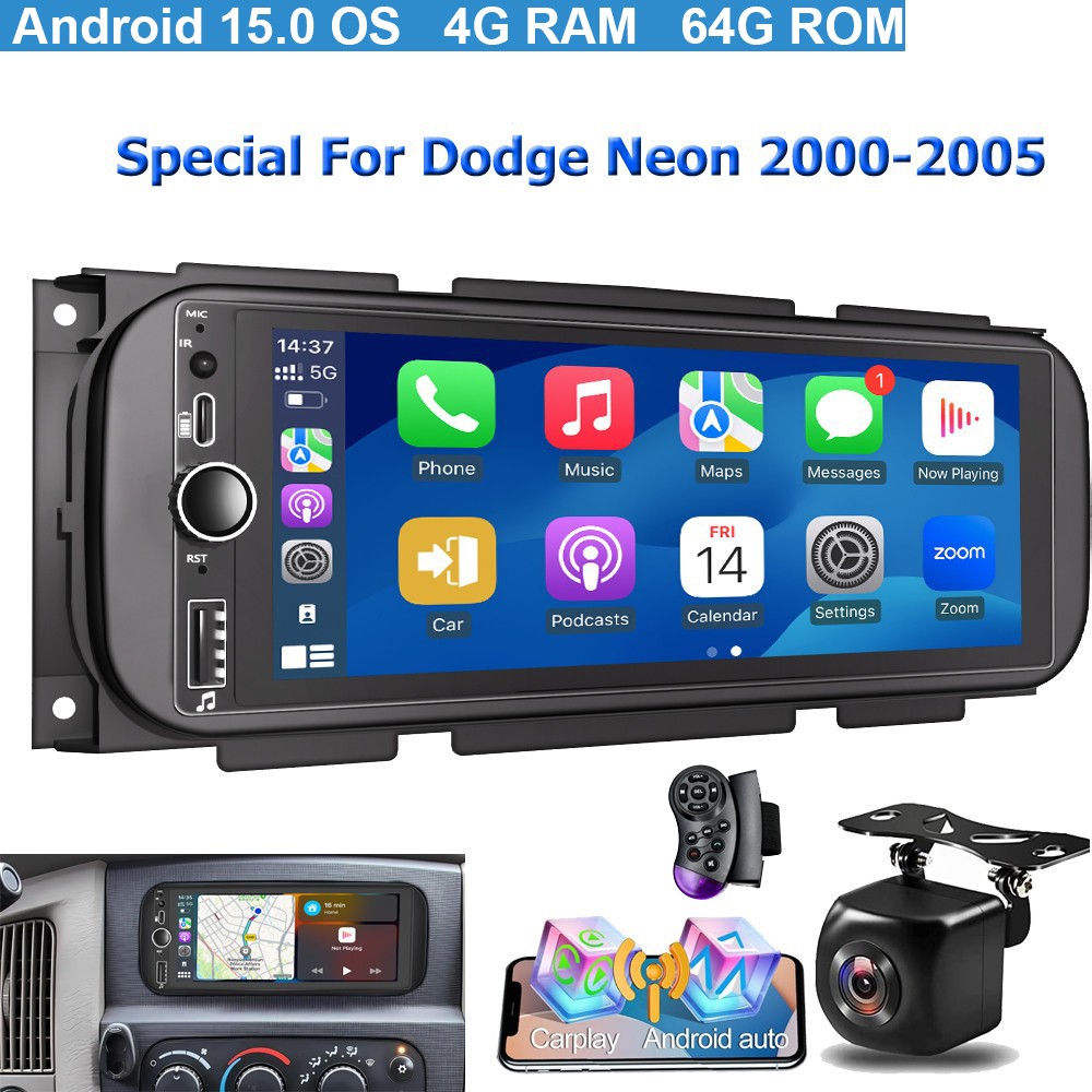 6.86" ANDROID 15 CARPLAY FOR 2000 2001 2002-2005 DODGE NEON CAR STEREO RADIO GPS