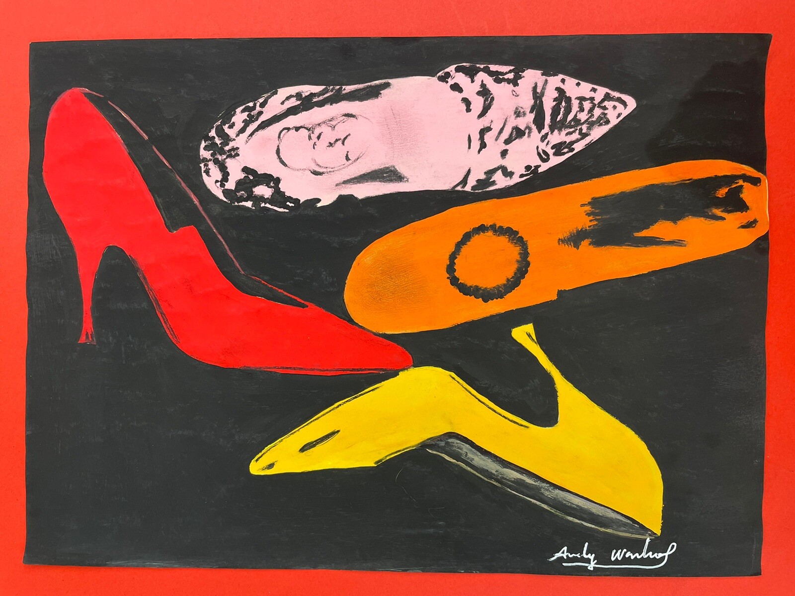 Andy warhol Drawing on paper (Handmade) signed and stamped