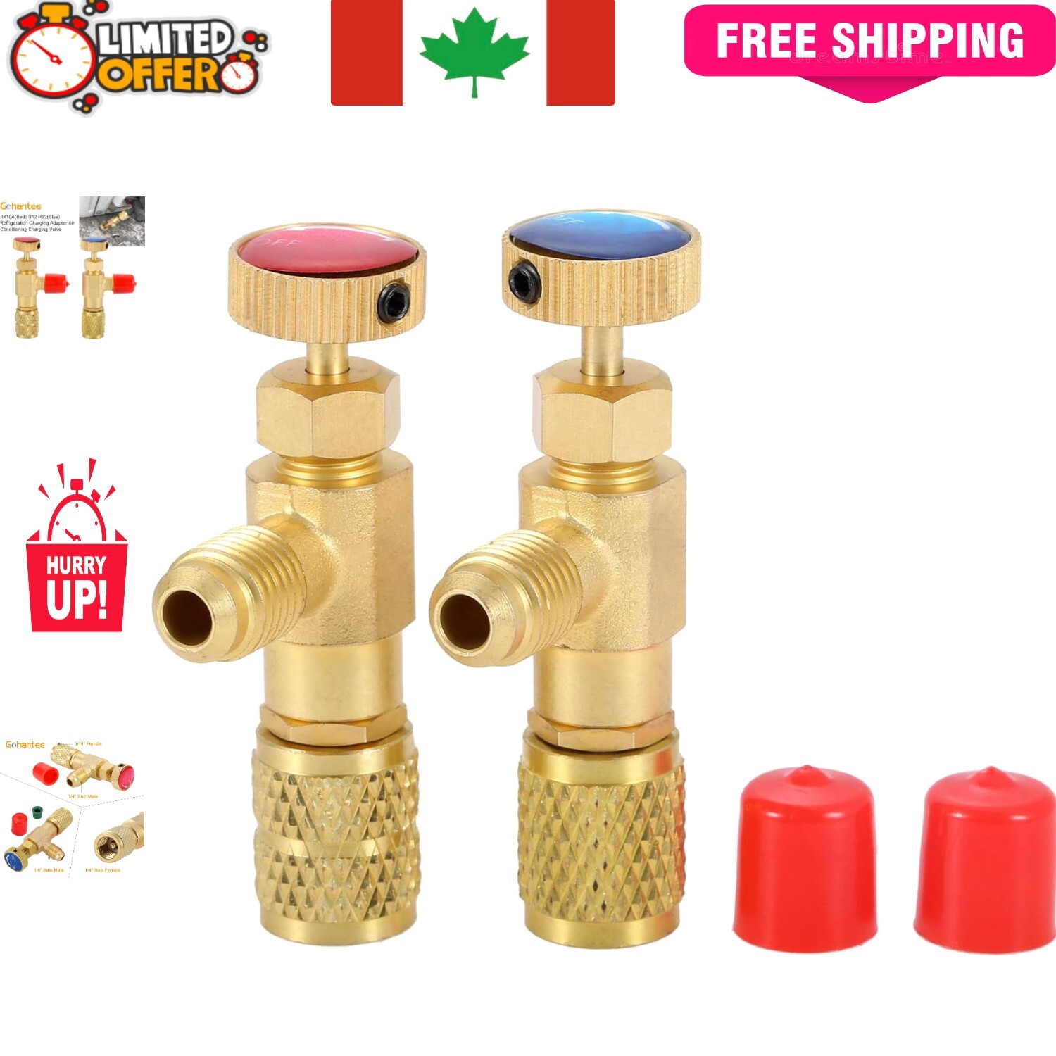 Versatile R12 R22 R410 AC Flow Control Valve – 1/4" Male/Female Brass Adapter