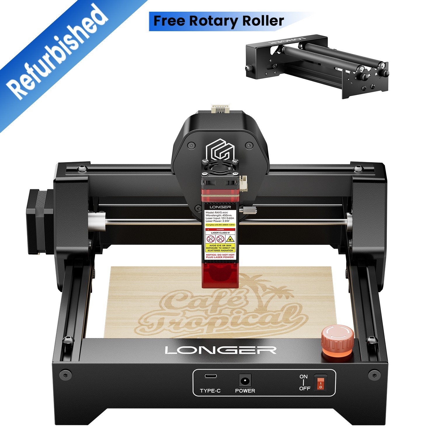 LONGER Ray5 mini 2.5W Laser Engraver, Used 🔥 Free Rotary Roller (July 15–25)