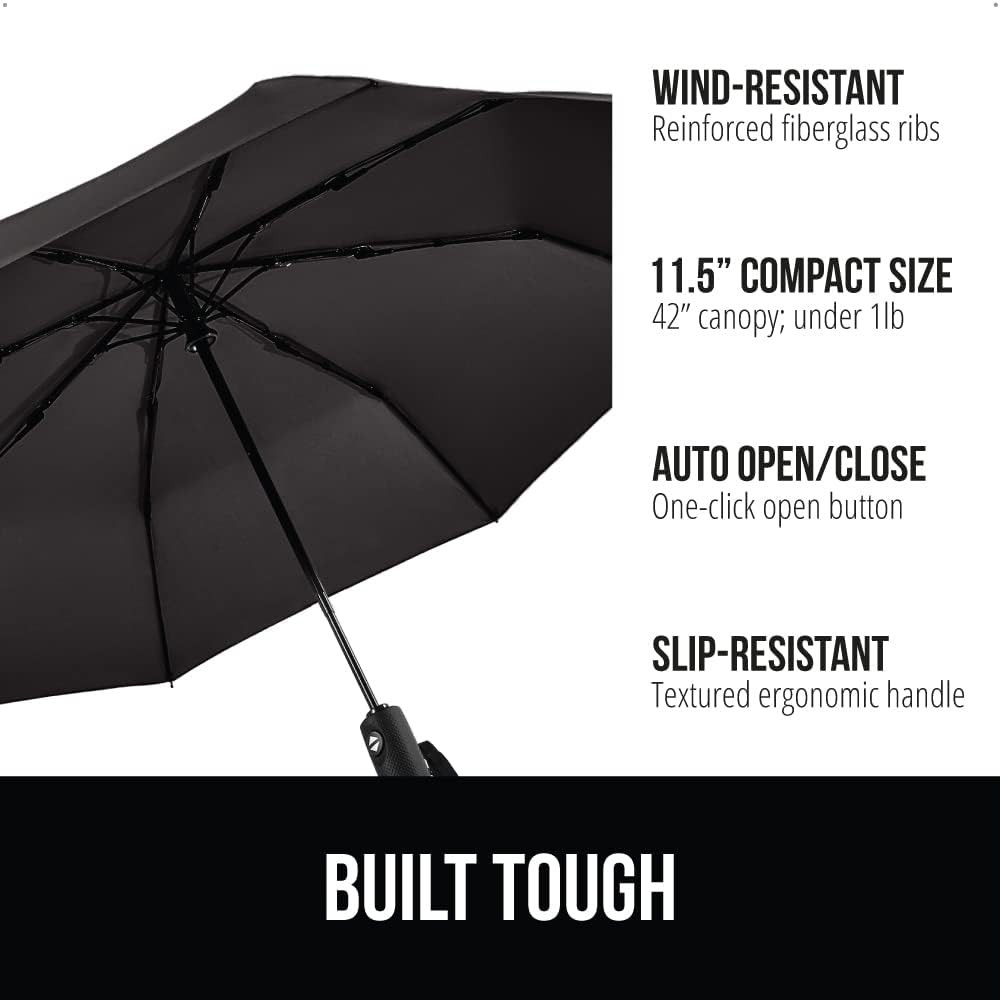 Strong Windproof Stick Compact Umbrella for Rain, One-Click Automatic Open and C