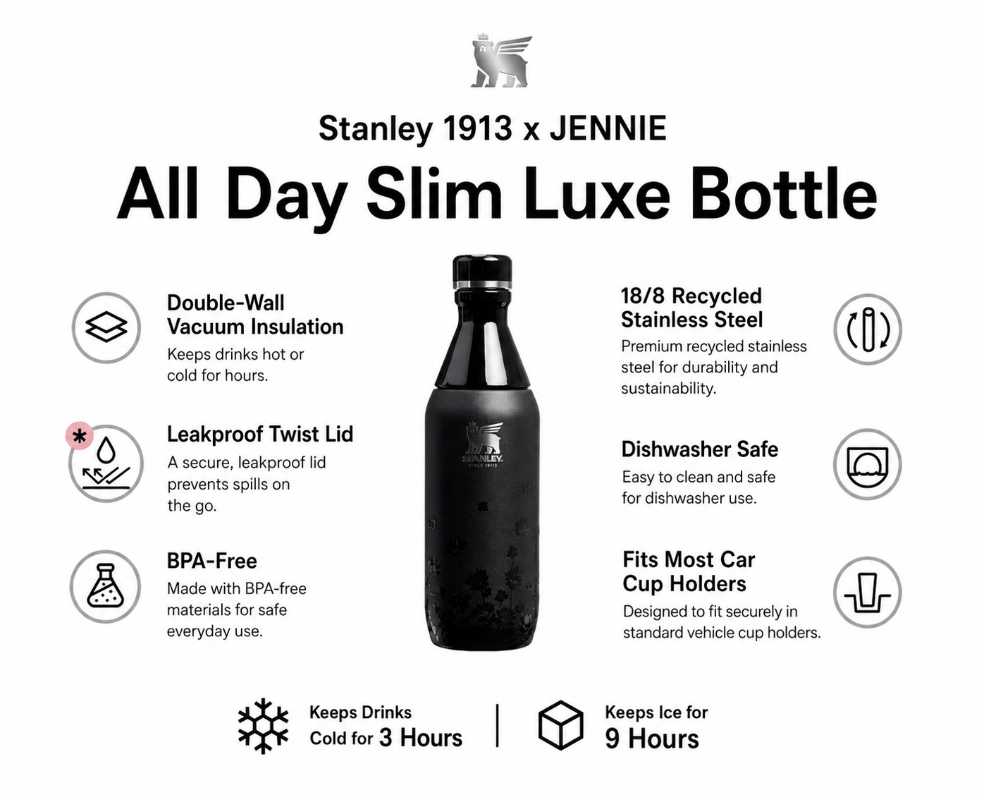 Stanley 1913 x JENNIE All Day Slim Luxe Bottle 355ml Tumbler
