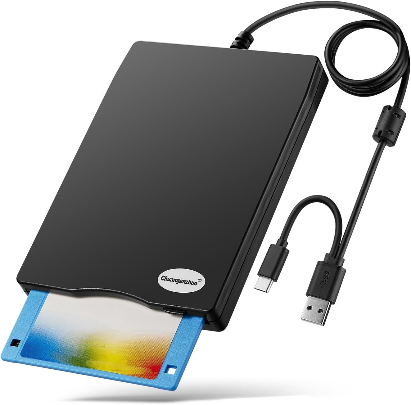 Floppy Disk Reader, 3.5 inch 1.44mb External USB Type A/C Floppy Disk Drive f...