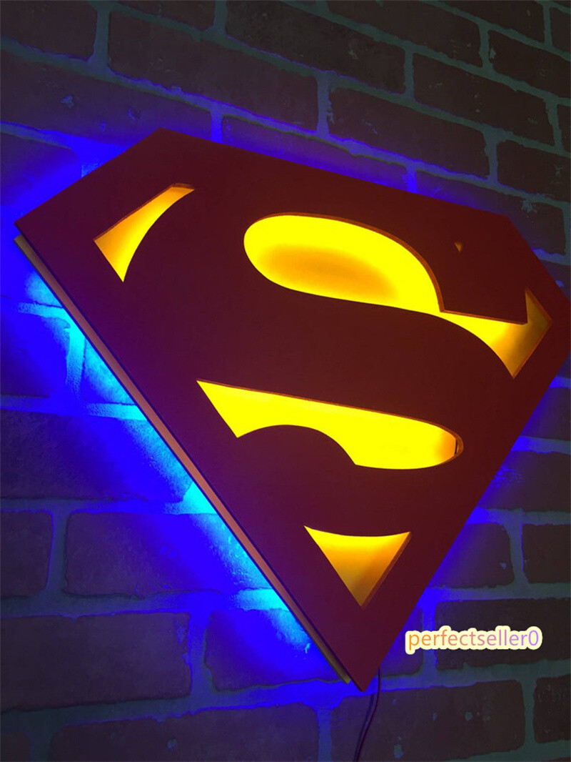 Justice League Superman Logo 3D LED Night Light Lamp Control Decorative Remote