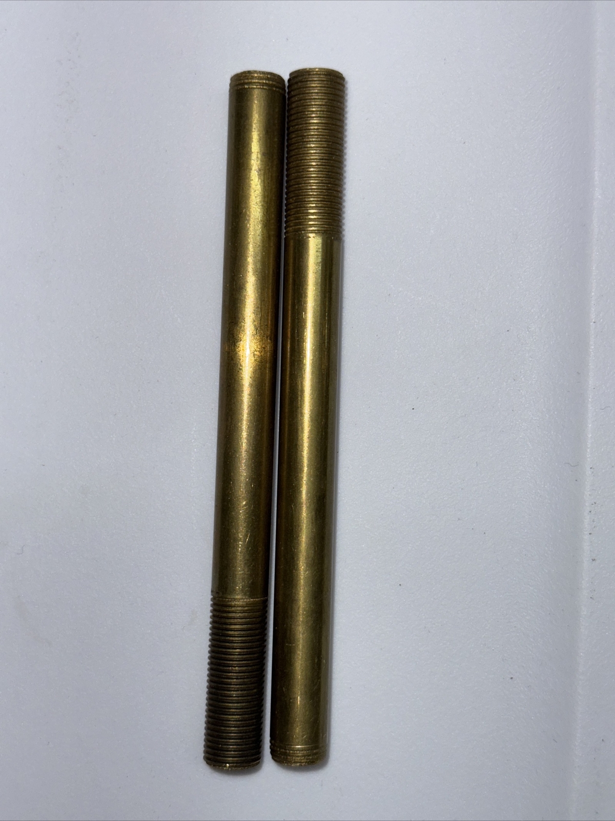 4 1/2” LONG 1/8-27 IPS BRASS UNFINISHED PIPE - 1” By 3/16 END THREADS LOT OF 2