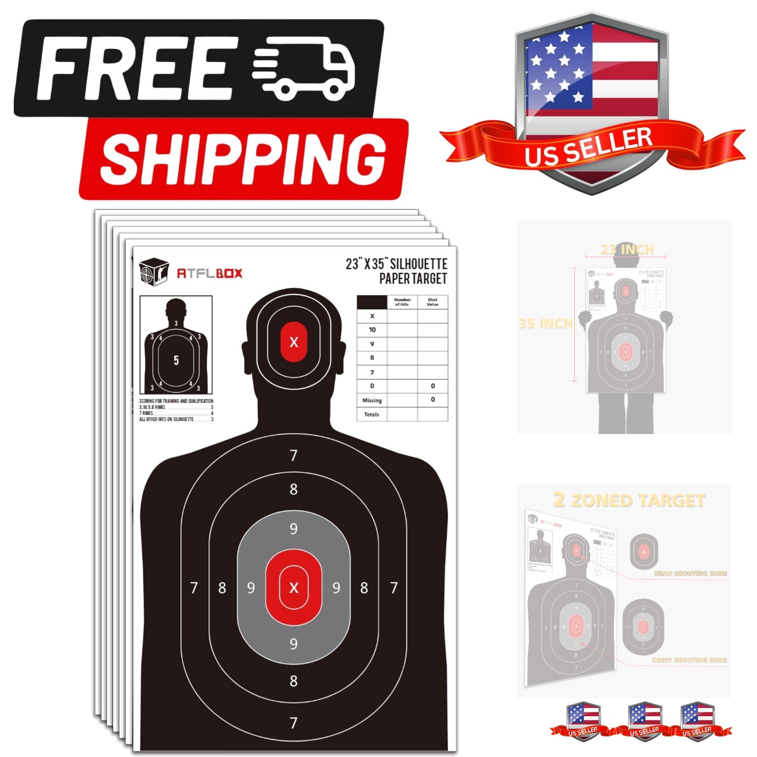 Silhouette Paper Target for The Range, 23X35 inch Target Paper for Indoor and...