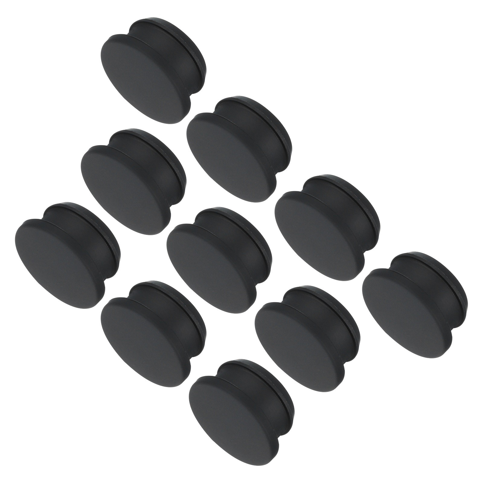 Silicone Hole Plugs Flush Type Panel Round Hole Plugs 25mm Dia. Black, 10pcs