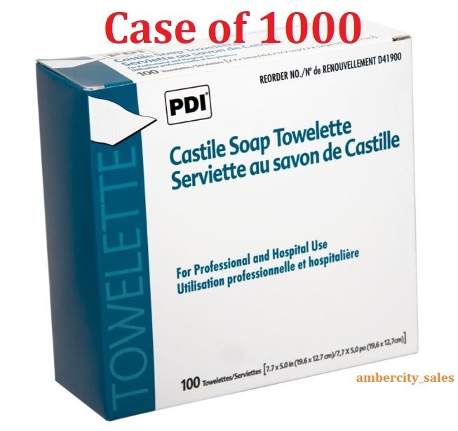 Castile Soap Towelettes by PDI (Case of 1000; 10 boxes of 100) Made in USA