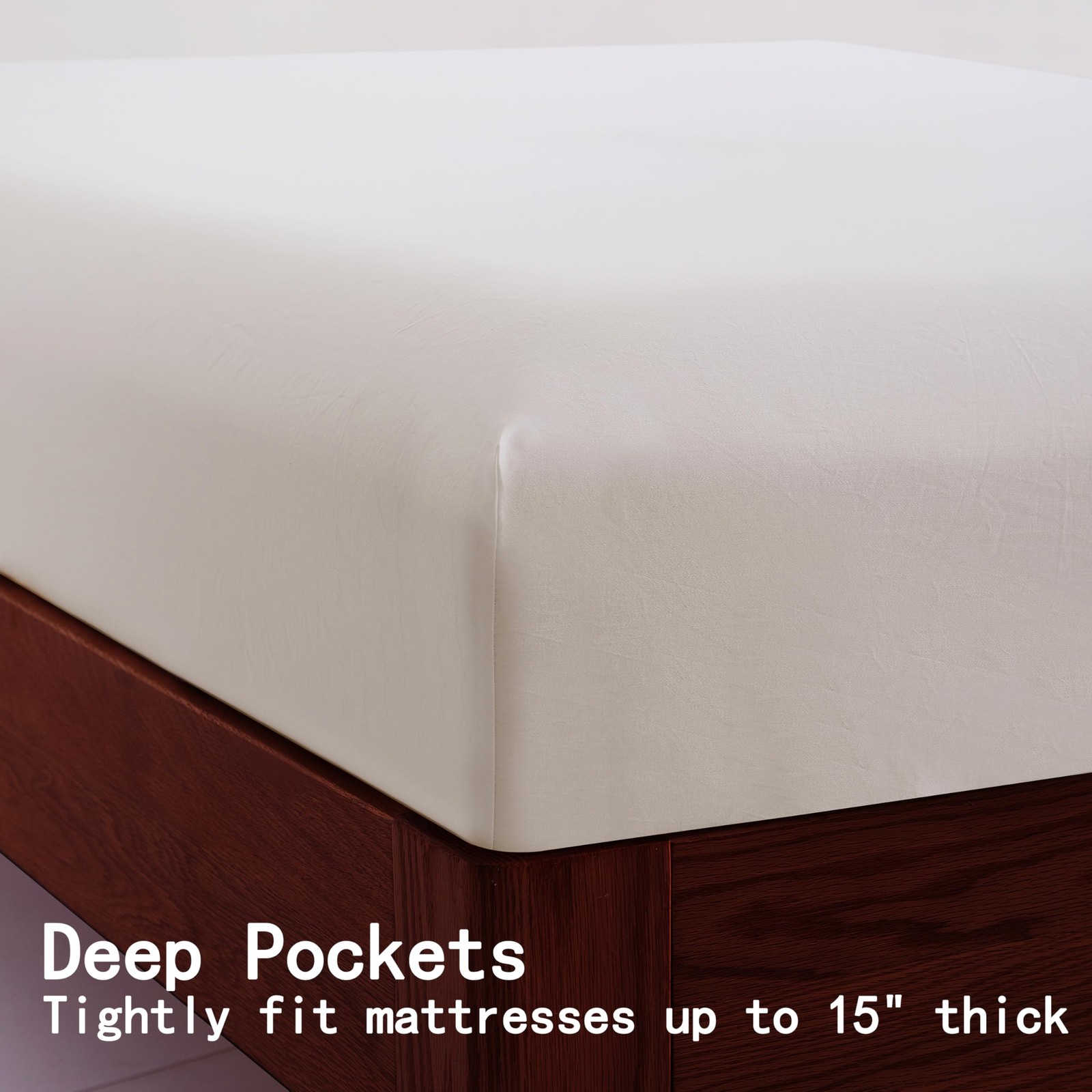 Full Size 100% Egyptian Cotton Fitted Sheets 600 Thread Count 16" Deep Pocket