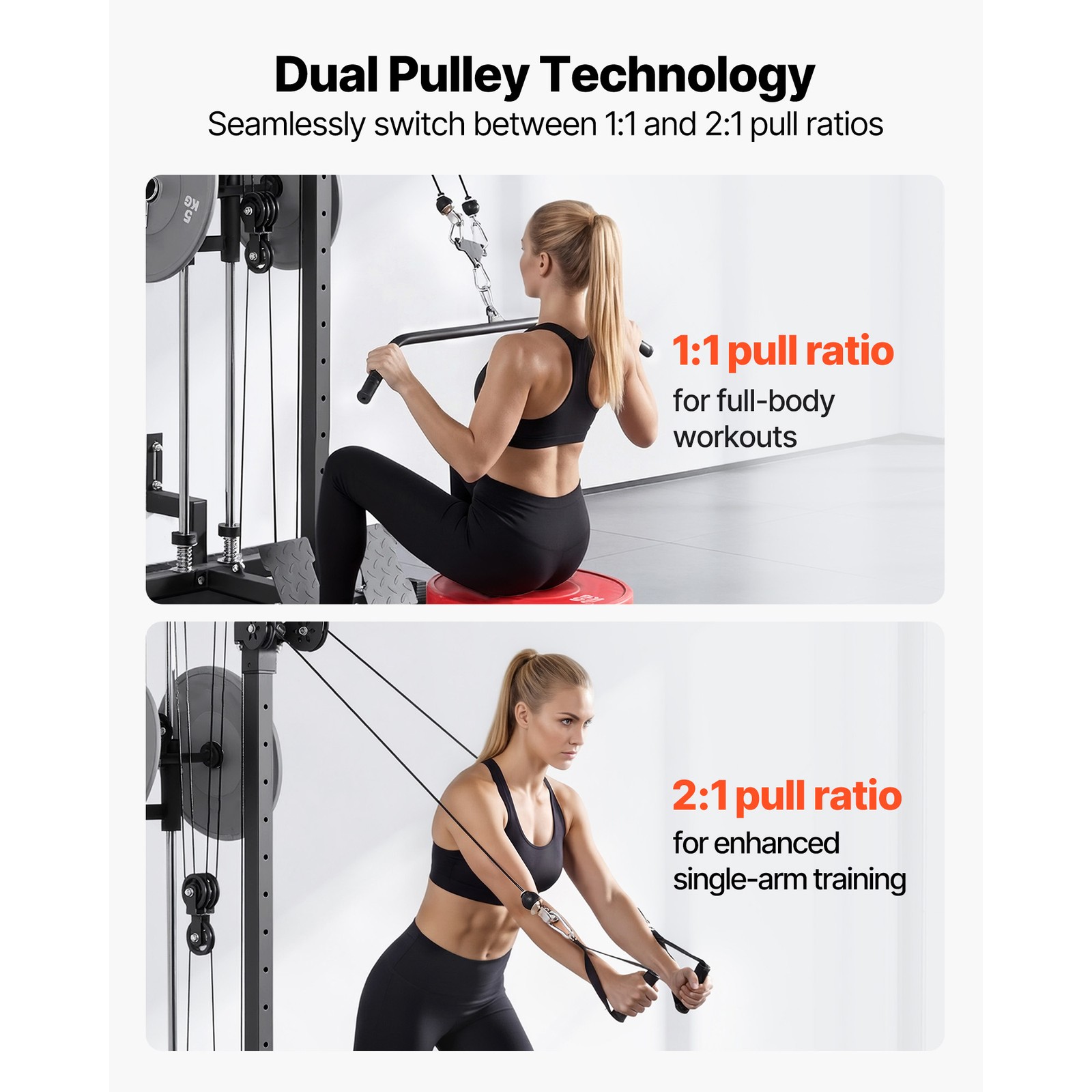 Uimoso Wall-Mounted 3-in-1 Cable Machine for Lat Pulldown and Row Exercises