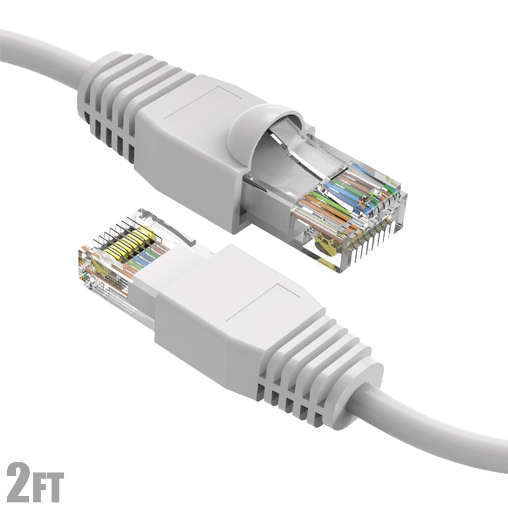 2FT Cat6A RJ45 Network LAN Ethernet Patch Cable UTP Copper Wire Gold 24AWG White