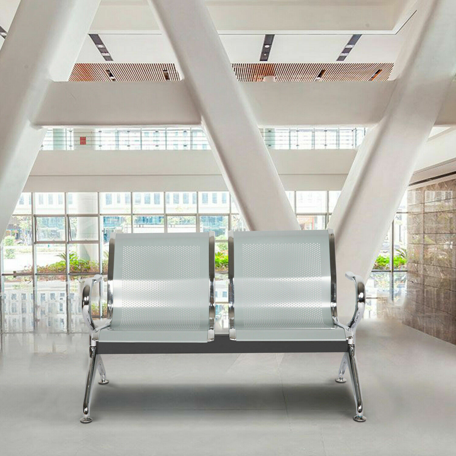 2 Seat Sliver Stainless Steel irport Hospital Bank Office Hallway Waiting Chair