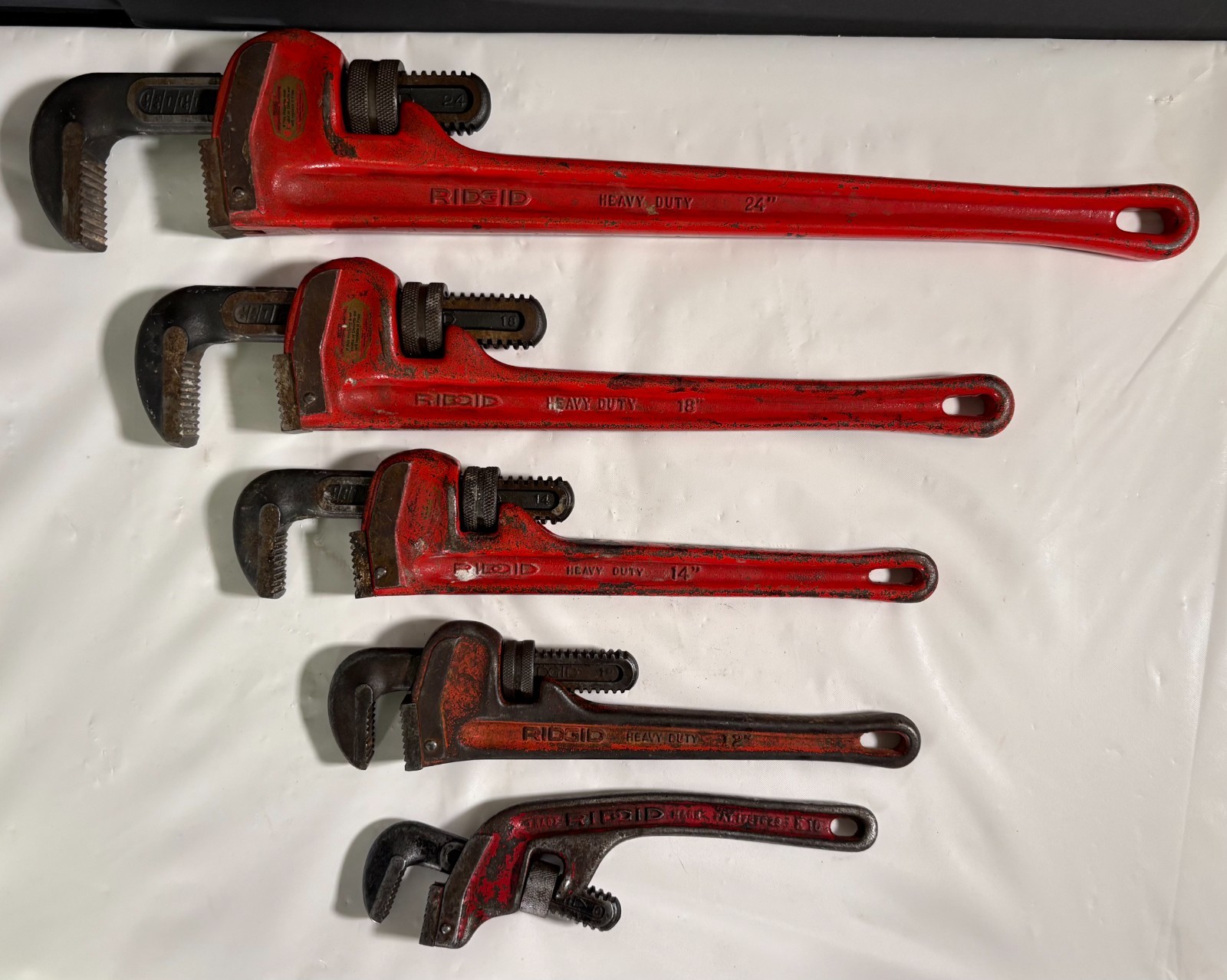Ridgid 24" 18" 14" 12" ＆ 10" Offset H.D. Pipe Wrenches Ridge Tool Elyria OH USA