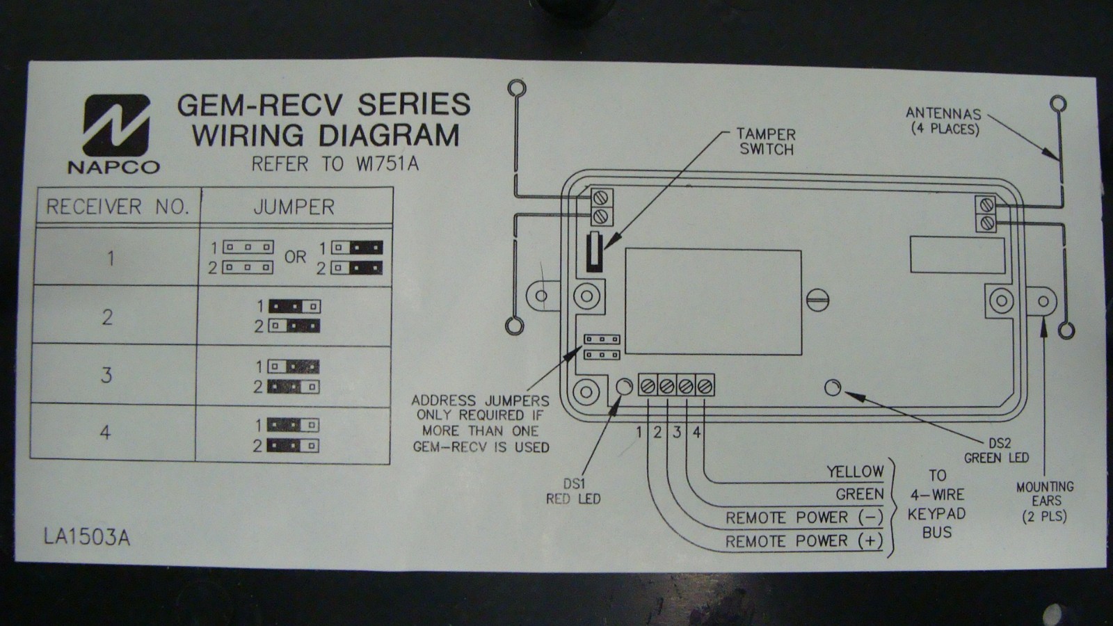 NAPCO GEMINI WIRELESS RECEIVER GEM-RECV