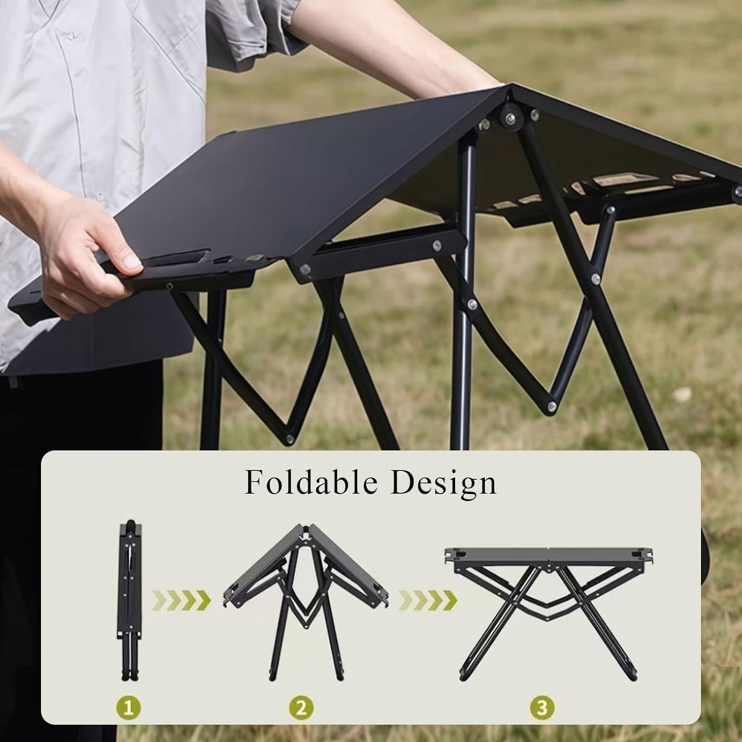 Folding Camping Table, Durable Metal Foldable Table with Storage Bag, Portable