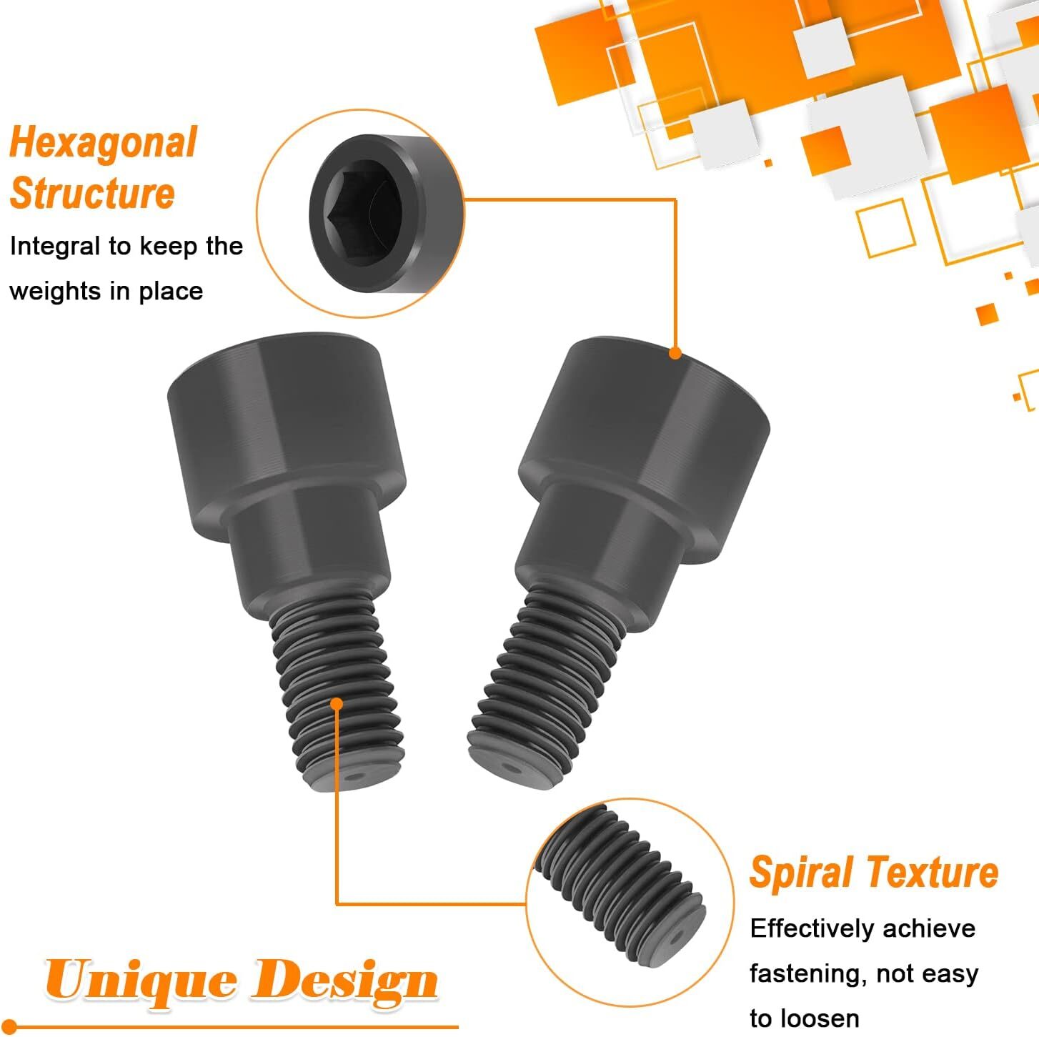 2-Pack Hex Bolts Perfect for Olympic Bars, Curl Bars, Tricep Bars, Dumbbell Bars