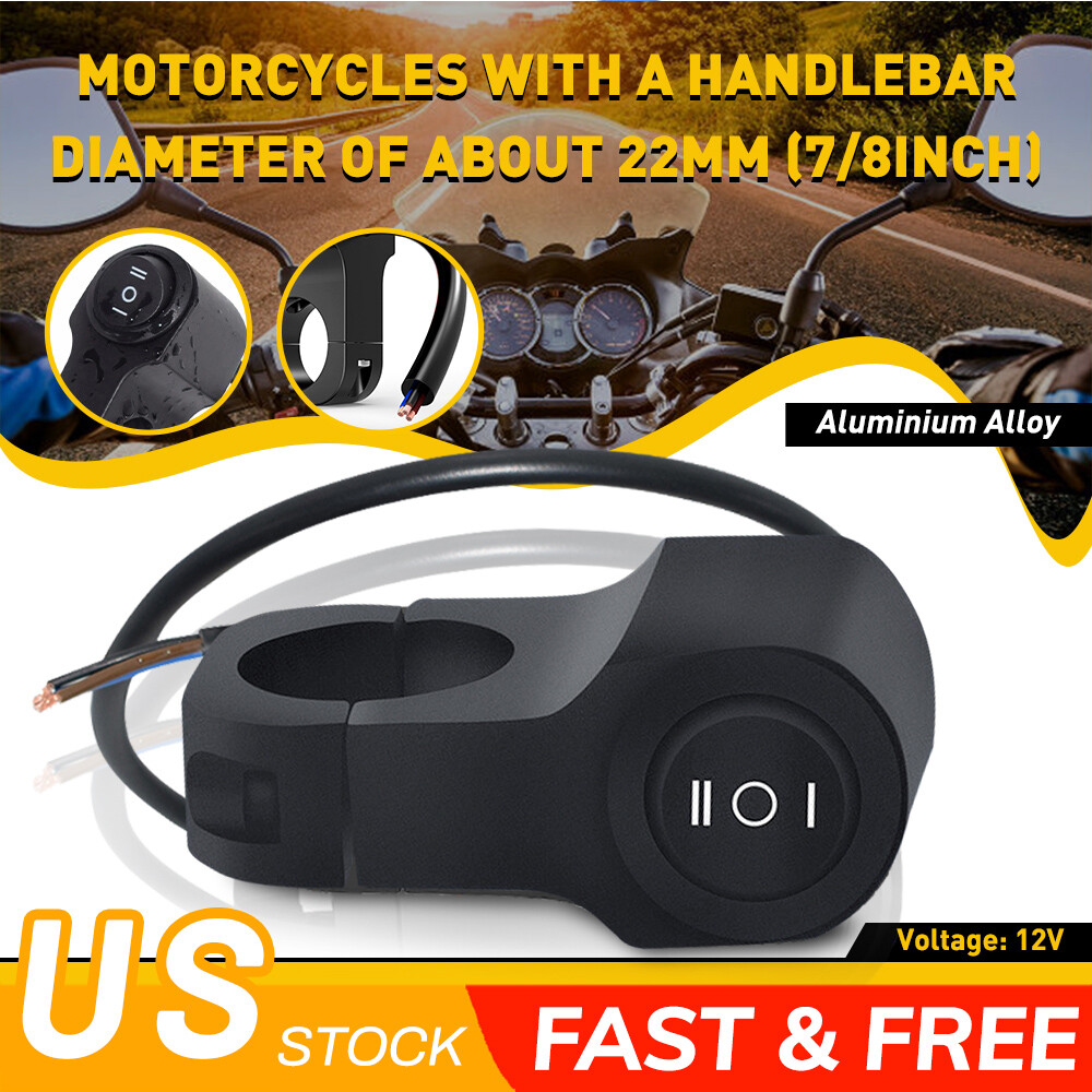 Waterproof Motorcycle 7/8" Handlebar Headlight Fog Spot Light ON OFF Switch USA