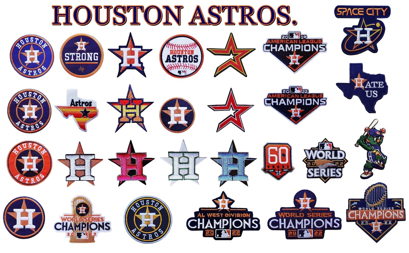 HOUSTON ASTROS BASEBALL PATCHES Embroidery MLB/logo iron&Sewing on Fabrics