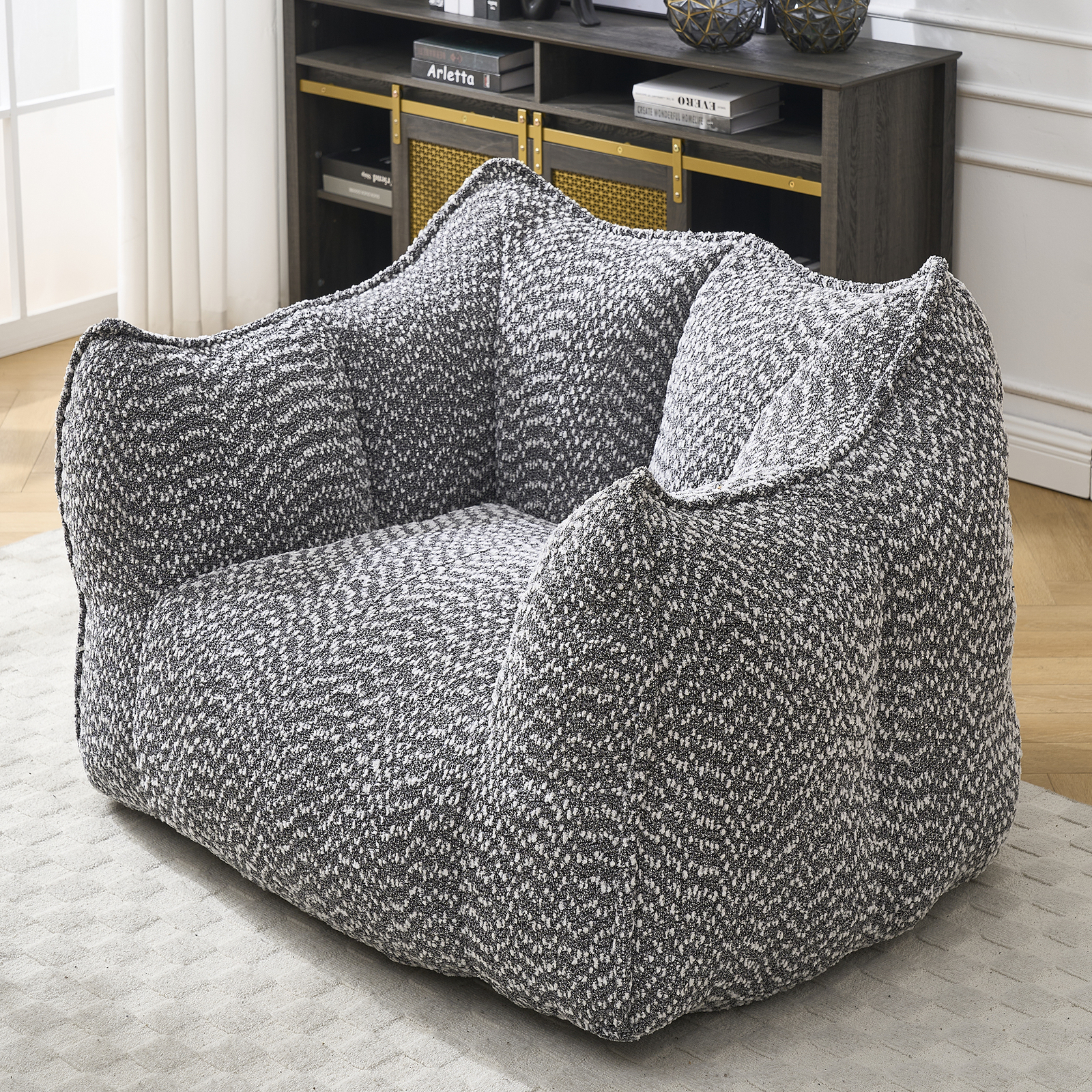 Bean Bag Chairs resilient foam for bedrooms comfortable square lazy sofa Grey