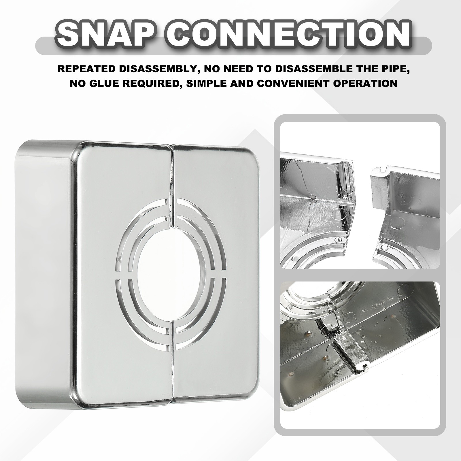6pcs Wall Split Flange 0.79" Plastic Square Split Flange Pipe Cover, Silver