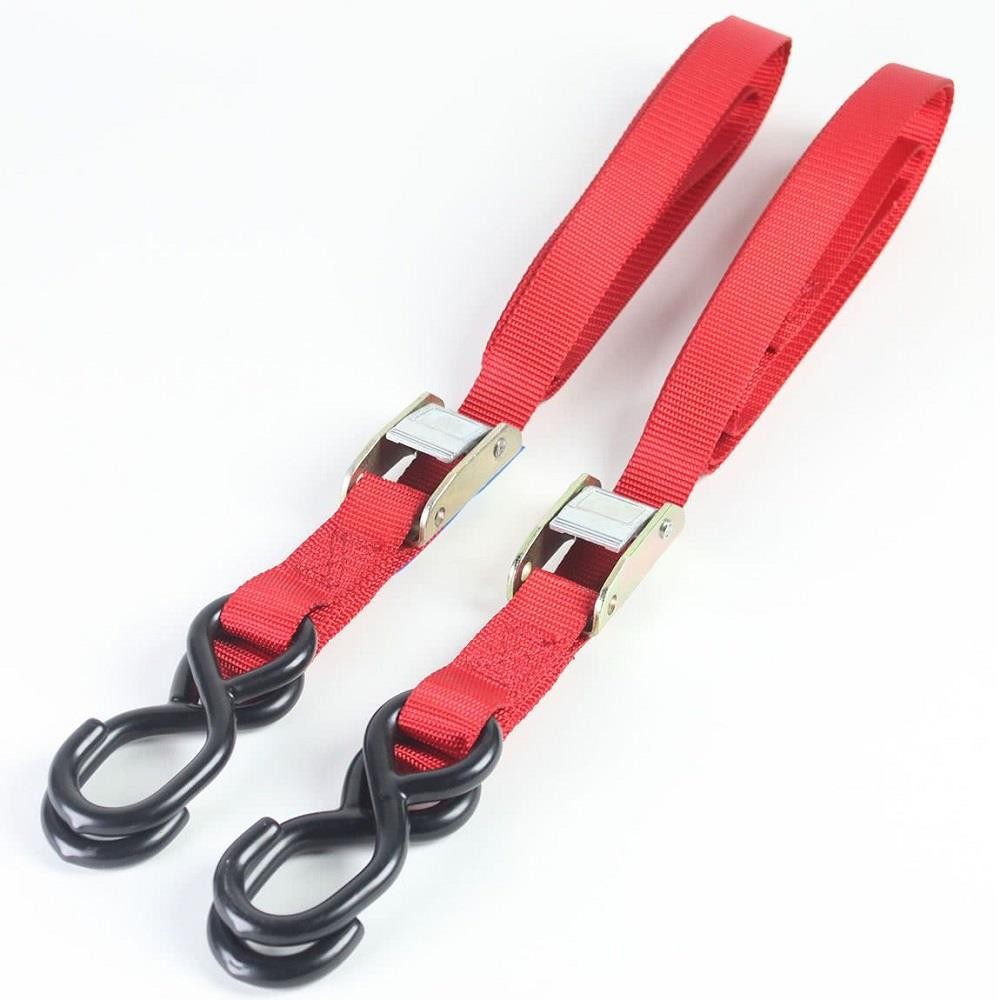 BikeIt Autolock Motorcycle Motorbike Tie Down Straps Transport 2 Piece Strap Red