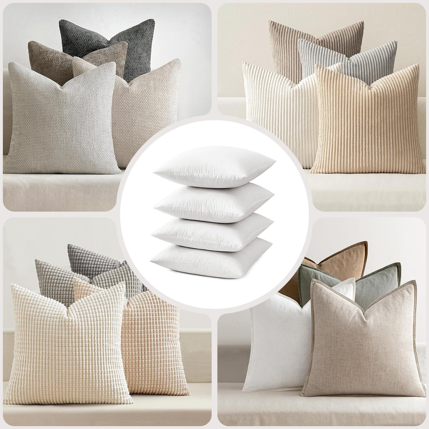 Pillow Inserts 18X18 (Pack of 4,White), down Feather Throw Pillow Inserts, Pr...